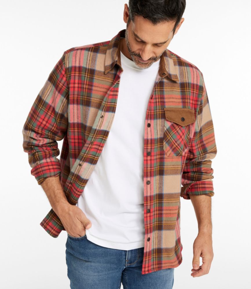 Men's Scotch Plaid Flannel Shirt, Snap-Front, Slightly Fitted Untucked Fit