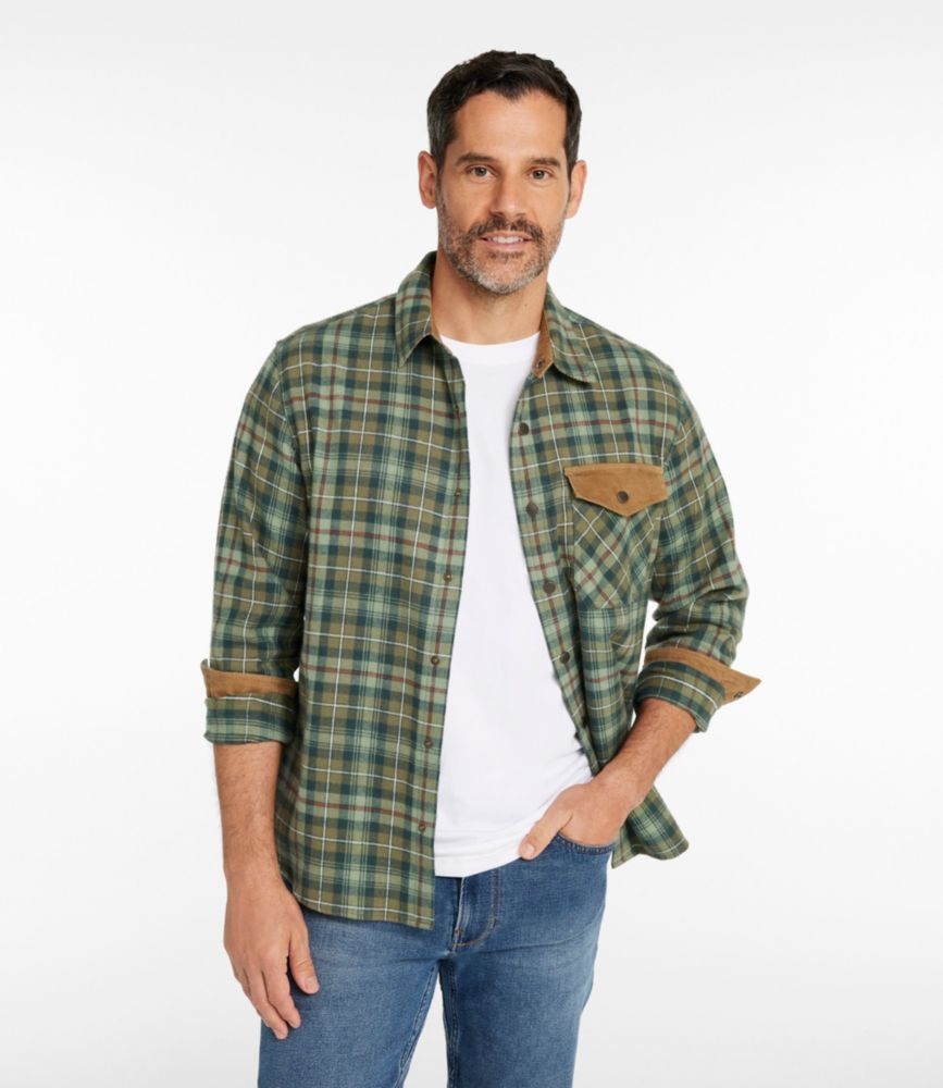 Men's Scotch Plaid Flannel Shirt, Snap-Front, Slightly Fitted Untucked Fit