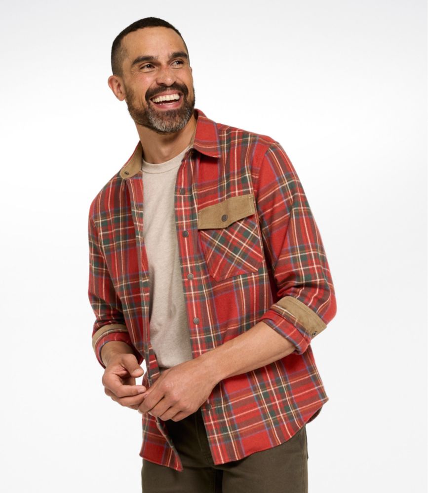 Men's Scotch Plaid Flannel Shirt, Snap-Front, Slightly Fitted Untucked Fit