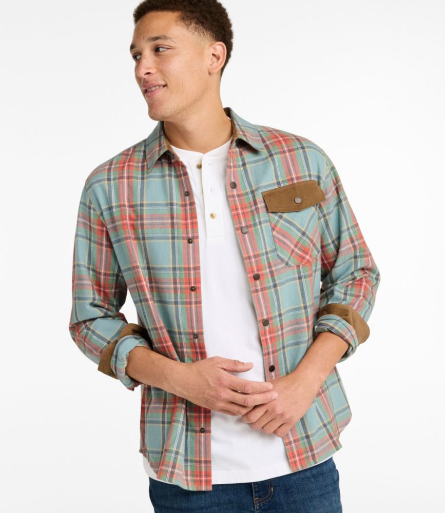 Men's Scotch Plaid Flannel Shirt, Snap-Front, Slightly Fitted Untucked Fit