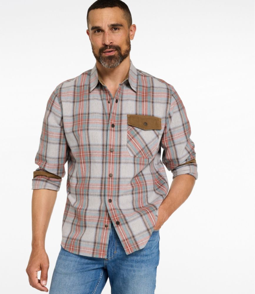 Men's Scotch Plaid Flannel Shirt, Snap-Front, Slightly Fitted Untucked Fit