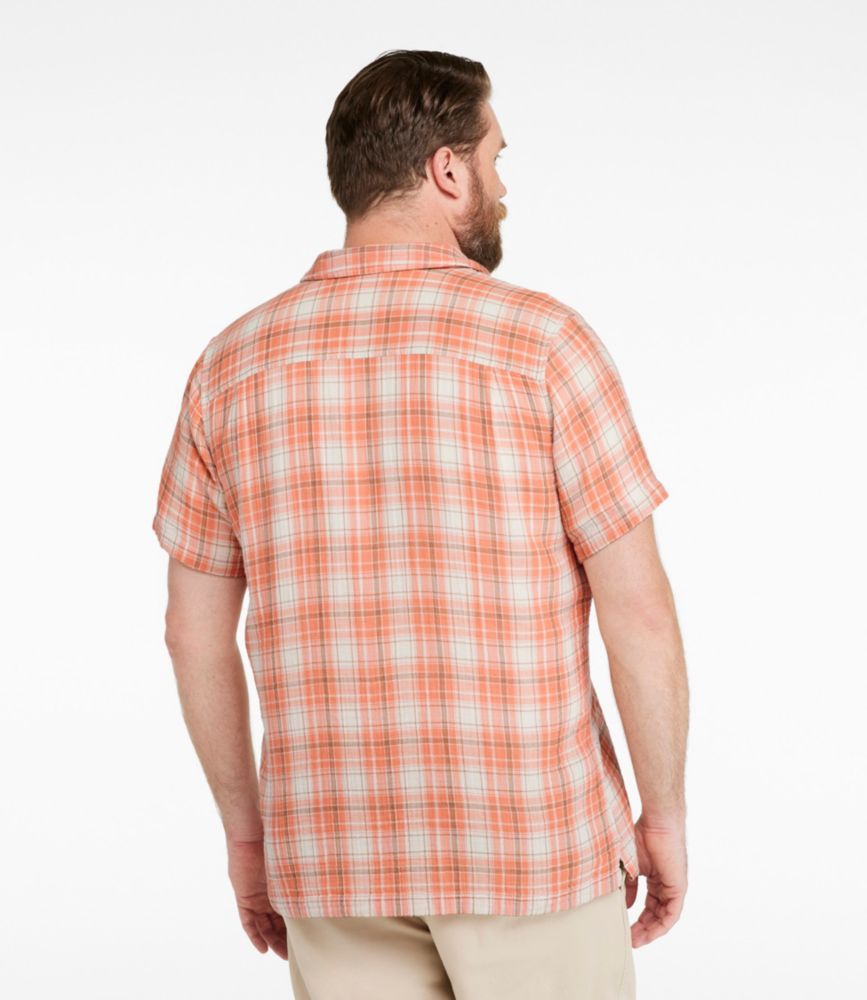 Men's Cloud Gauze Shirt, Short-Sleeve, Slightly Fitted Untucked Fit, Plaid, Faded Orange, small image number 5