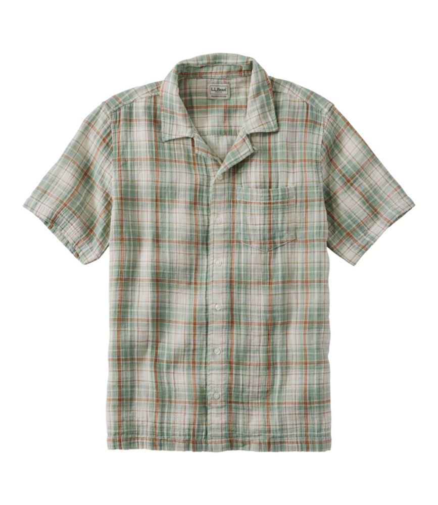 Men's Cloud Gauze Shirt, Short-Sleeve, Slightly Fitted Untucked Fit, Plaid