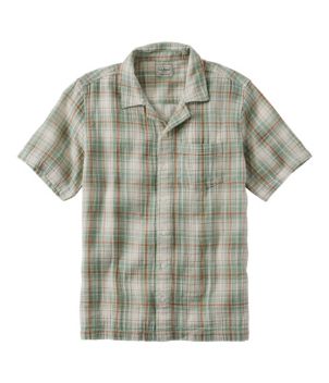 Men's Cloud Gauze Shirt, Short-Sleeve, Slightly Fitted Untucked Fit, Plaid, New