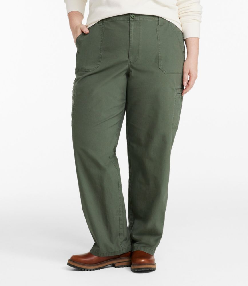 Women's 207 Vintage Cotton Canvas Pants, Mid-Rise Straight-Leg Cargo, Antique White, small image number 2