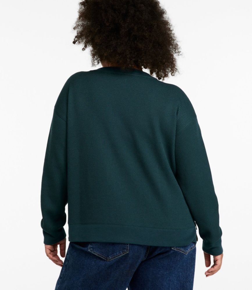 Women's Birchwood Brushed Waffle Top, V-Neck, Foggy Blue, small image number 3