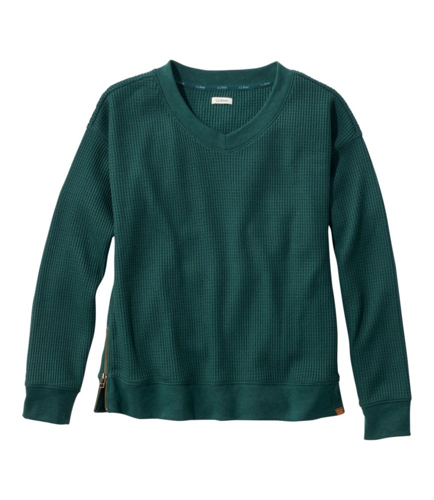 Women's Birchwood Brushed Waffle Top, V-Neck