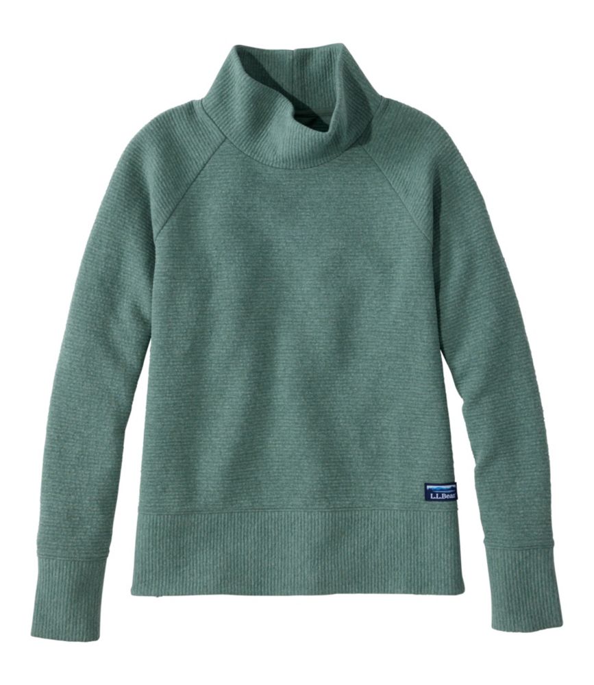 Women's Lakewashed Double-Knit Funnelneck, Deep Sea Green Heather, small image number 1