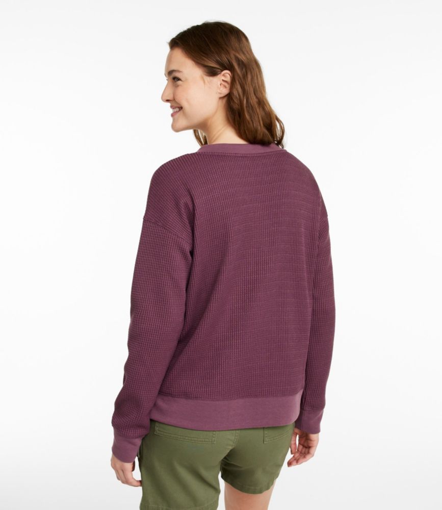 Women's Birchwood Brushed Waffle Top, V-Neck, Carbon Navy, small image number 3