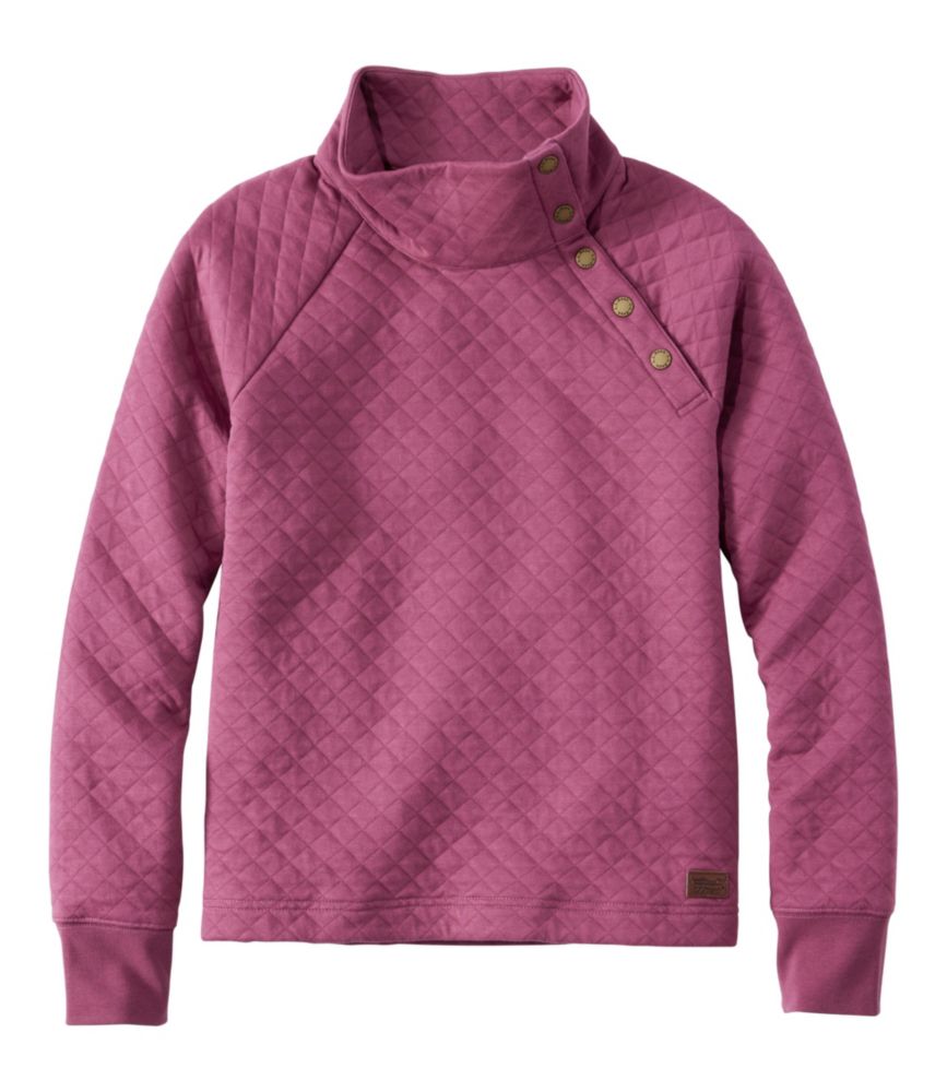 Women's Quilted Sweatshirt, Snapneck Pullover