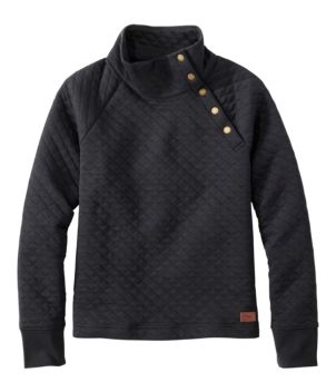 Women's Quilted Sweatshirt, Snapneck Pullover, New