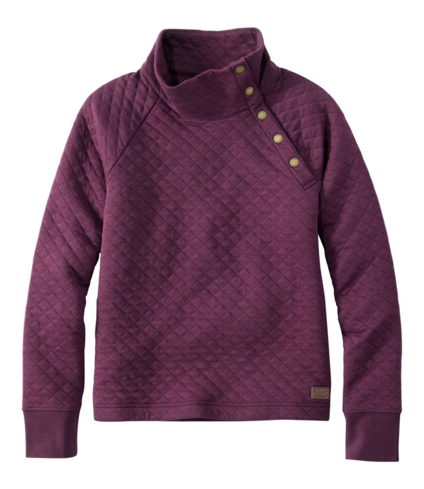 Women's Quilted Sweatshirt, Snapneck Pullover