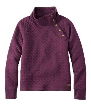 Women's Quilted Sweatshirt, Snapneck Pullover, New