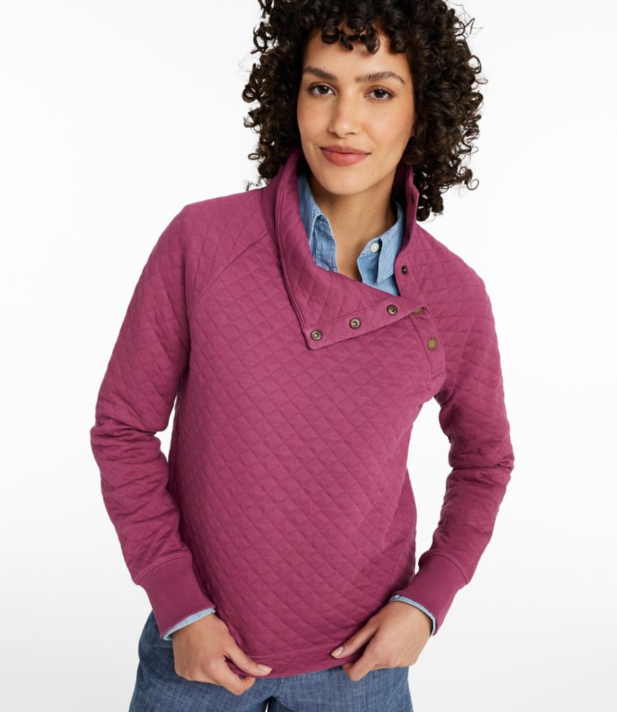 Women's Quilted Sweatshirt, Snapneck Pullover