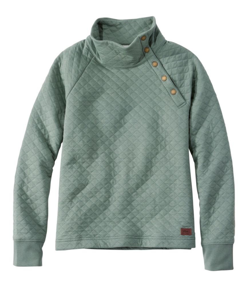 Women's Quilted Sweatshirt, Snapneck Pullover