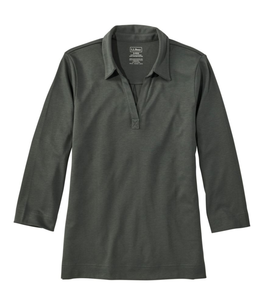 Women's Pima Cotton Tee, Three-Quarter-Sleeve Polo