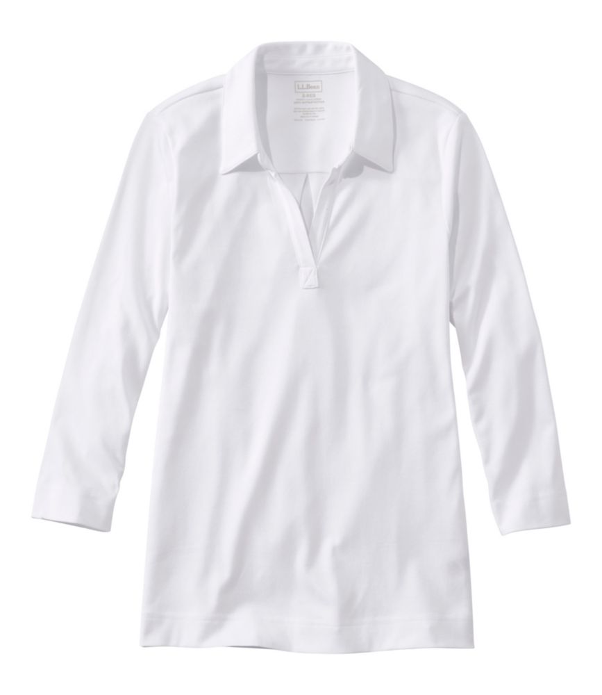 Women's Pima Cotton Tee, Three-Quarter-Sleeve Polo