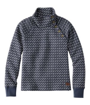 Women's Quilted Sweatshirt, Snapneck Pullover Print, New
