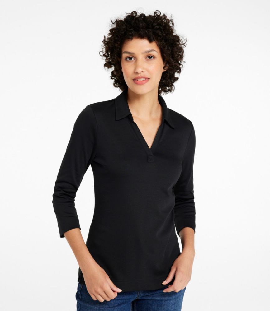 Women's Pima Cotton Tee, Three-Quarter-Sleeve Polo