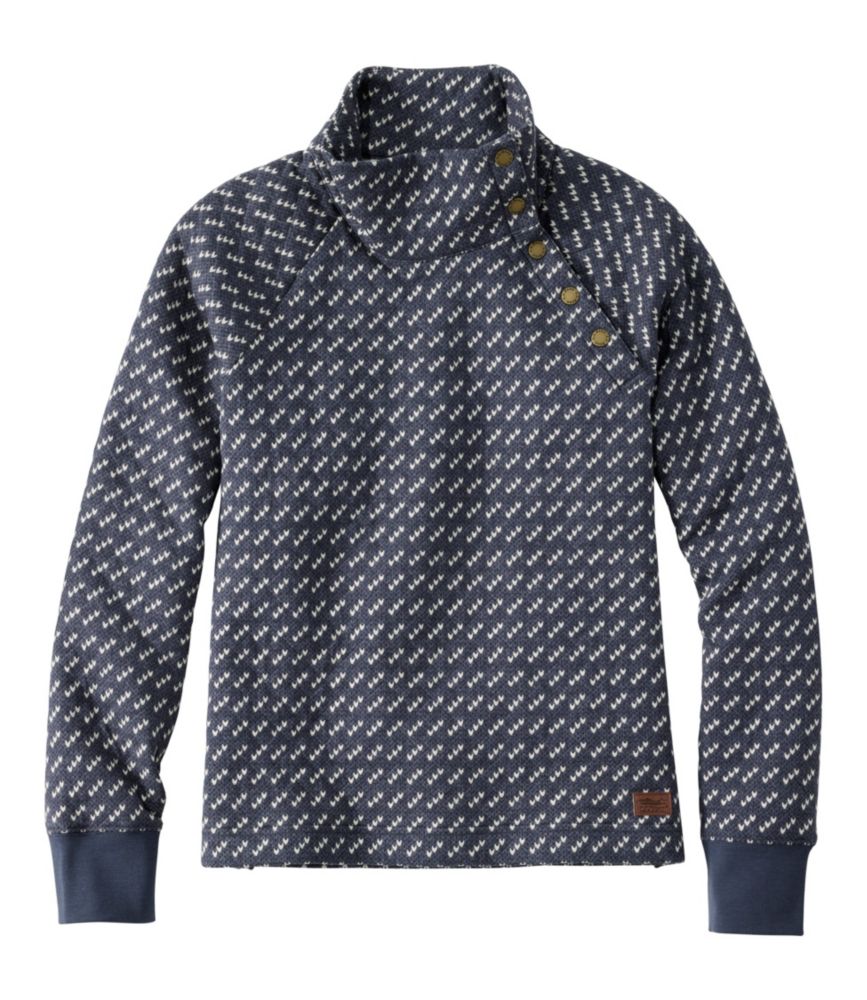 Women's Quilted Sweatshirt, Snapneck Pullover Print