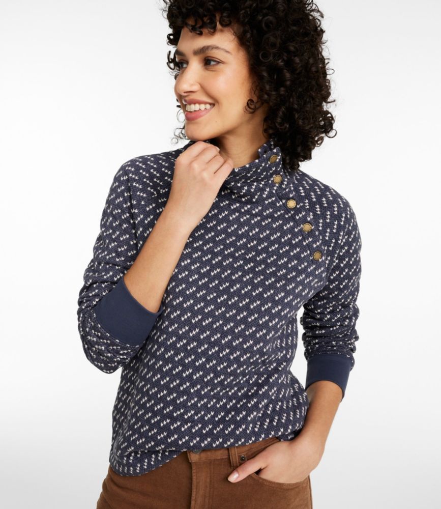 Women's Quilted Sweatshirt, Snapneck Pullover Print