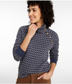 Women's Quilted Sweatshirt, Snapneck Pullover Print, New