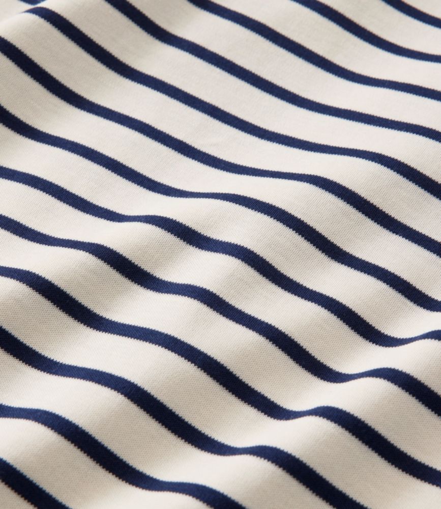 Women's Pima Cotton Tee, Three-Quarter-Sleeve Polo Stripe, Cream/Raven Blue, small image number 5