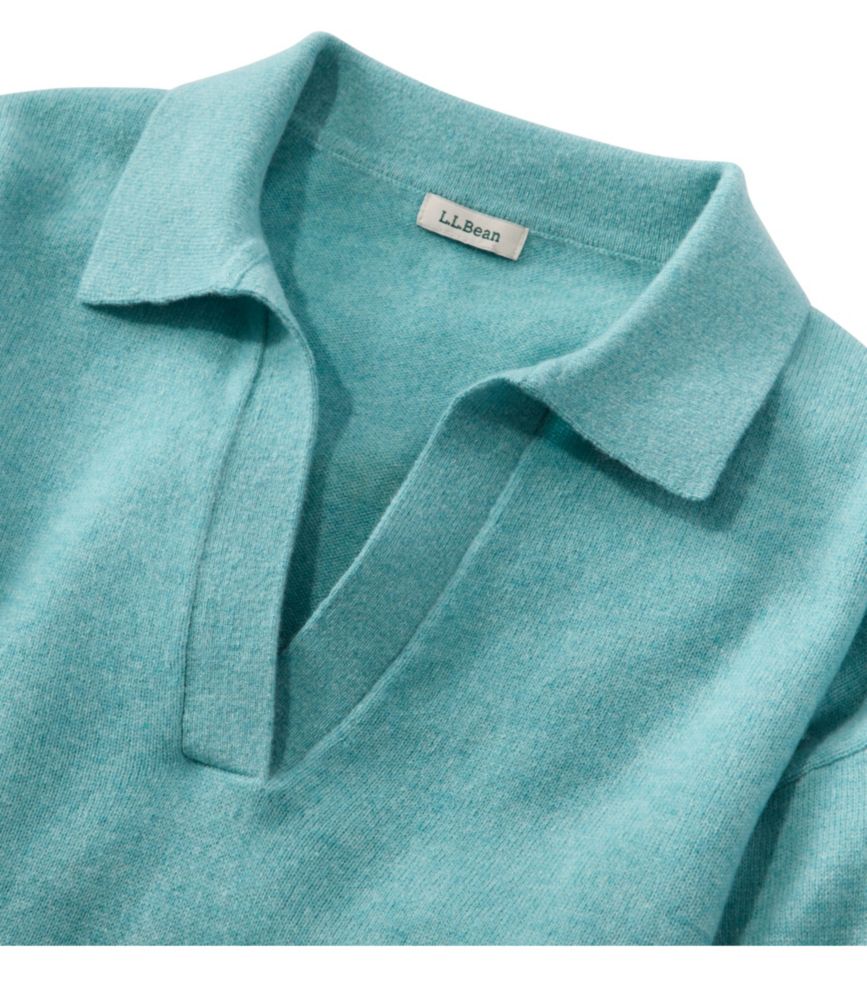 Women's Classic Cashmere Sweater, Relaxed Polo, Deepest Brown Heather, small image number 4