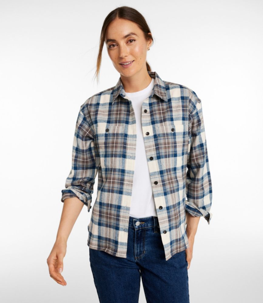 Women's Scotch Plaid Flannel Shirt, Boyfriend