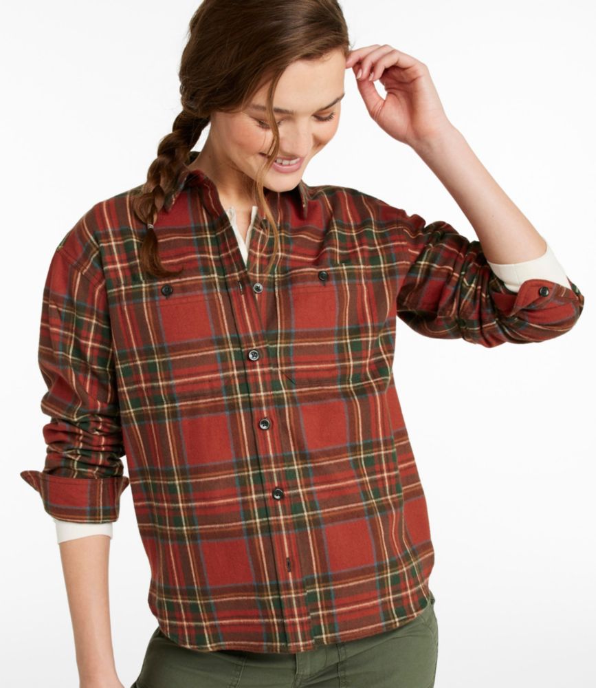 Women's Scotch Plaid Flannel Shirt, Boyfriend