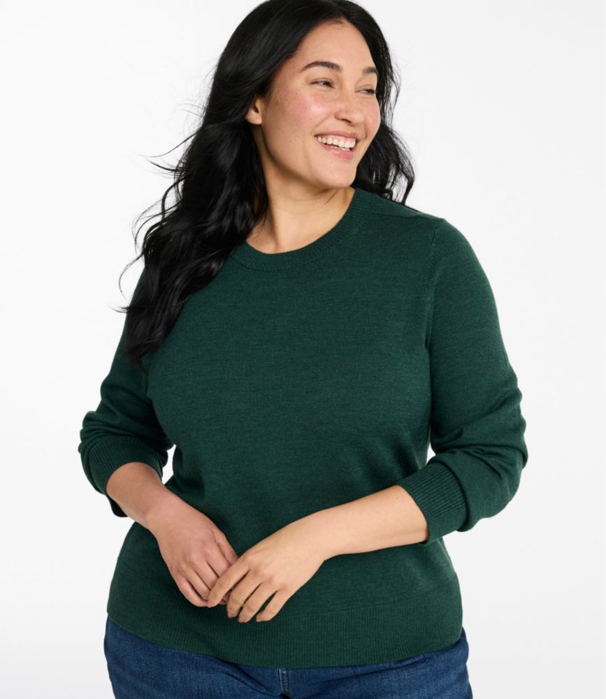 Women's Essential Merino Wool Sweater, Crewneck, Toasted Coconut Heather, small image number 2
