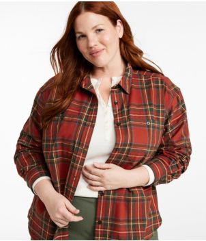 Women's Scotch Plaid Flannel Shirt, Boyfriend, New