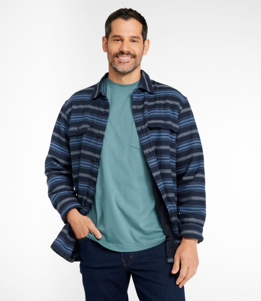 Men's Fleece-Lined Flannel Shirt, Traditional Fit, Stripe