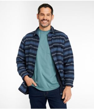 Men's Fleece-Lined Flannel Shirt, Traditional Fit, Stripe
