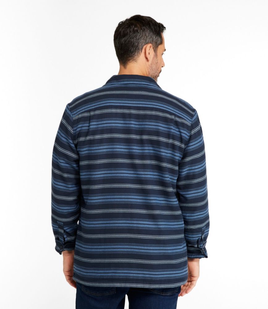 Men's Fleece-Lined Flannel Shirt, Traditional Fit, Stripe, Carbon Navy, small image number 3