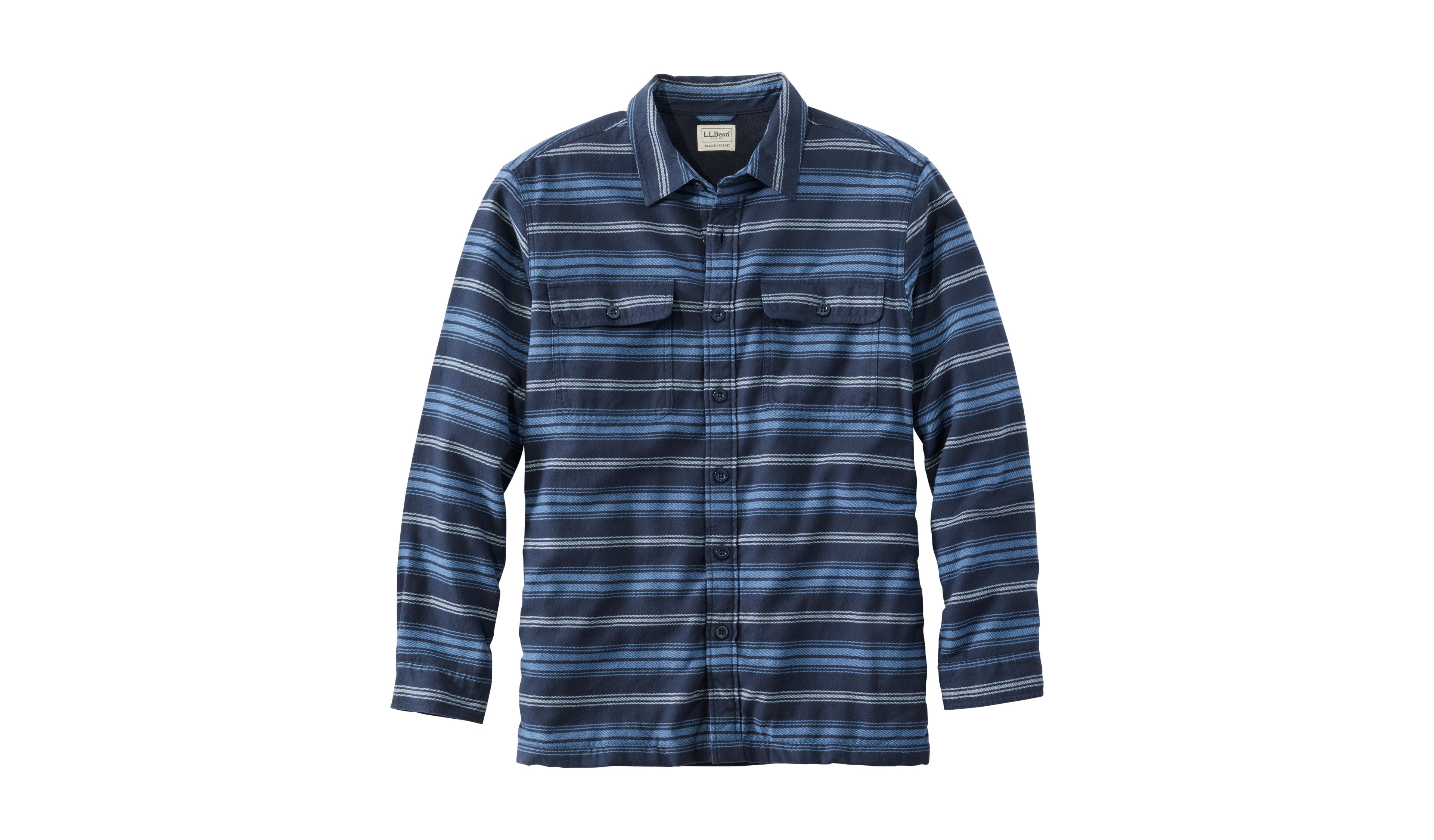 Men's Fleece-Lined Flannel Shirt, Traditional Fit, Stripe