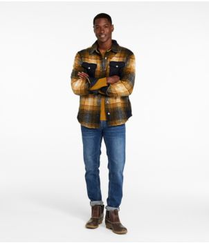 Men's Signature Mixed Media Fleece Shirt Jacket, Plaid, New