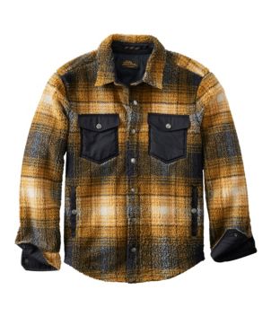 Men's Signature Mixed Media Fleece Shirt Jacket, Plaid, New