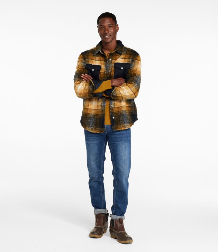 Men's Signature Mixed Media Fleece Shirt Jacket, Plaid