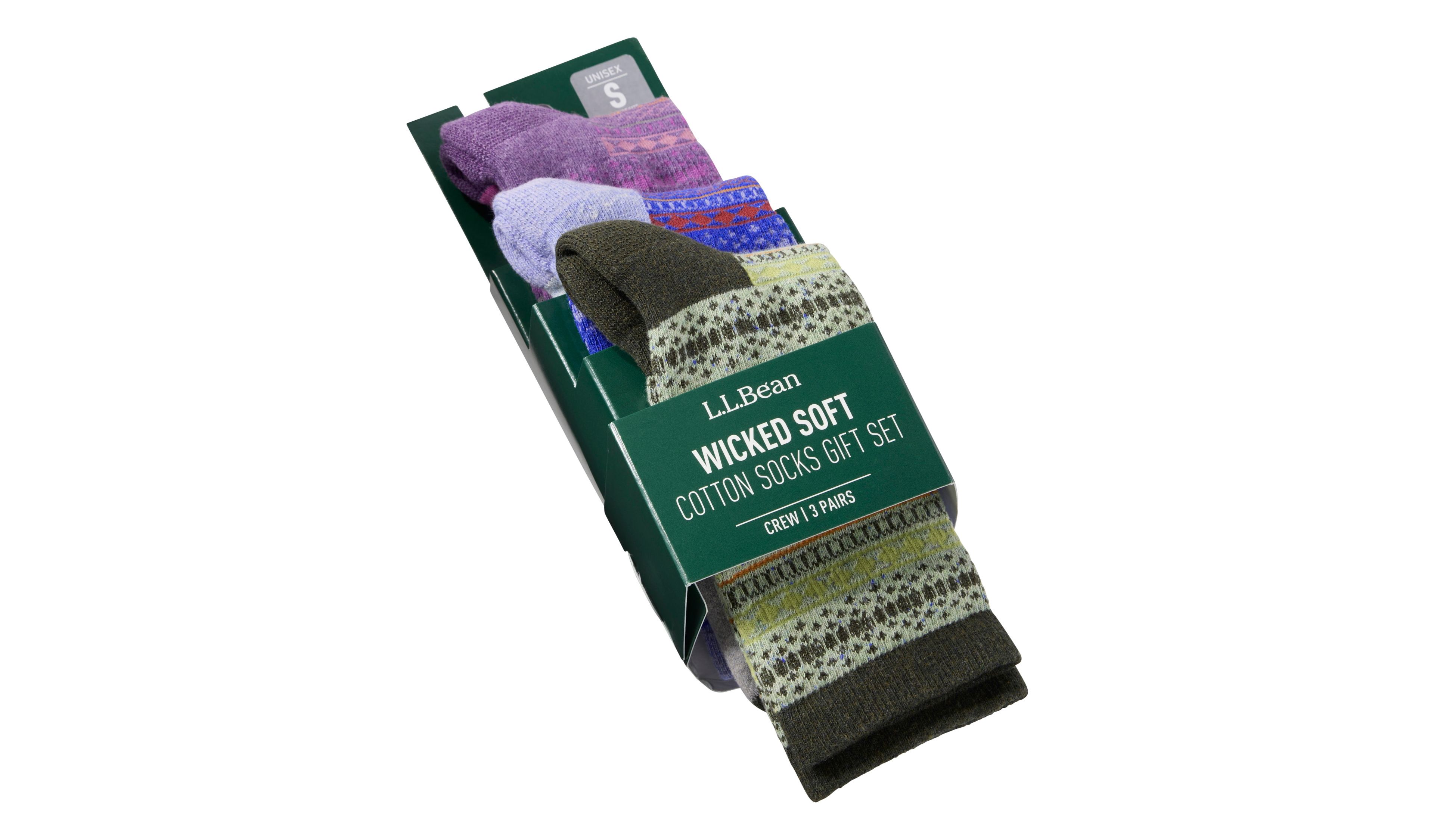 Adults' Wicked Soft Cotton Socks Fair Isle Gift Set, 3-Pack