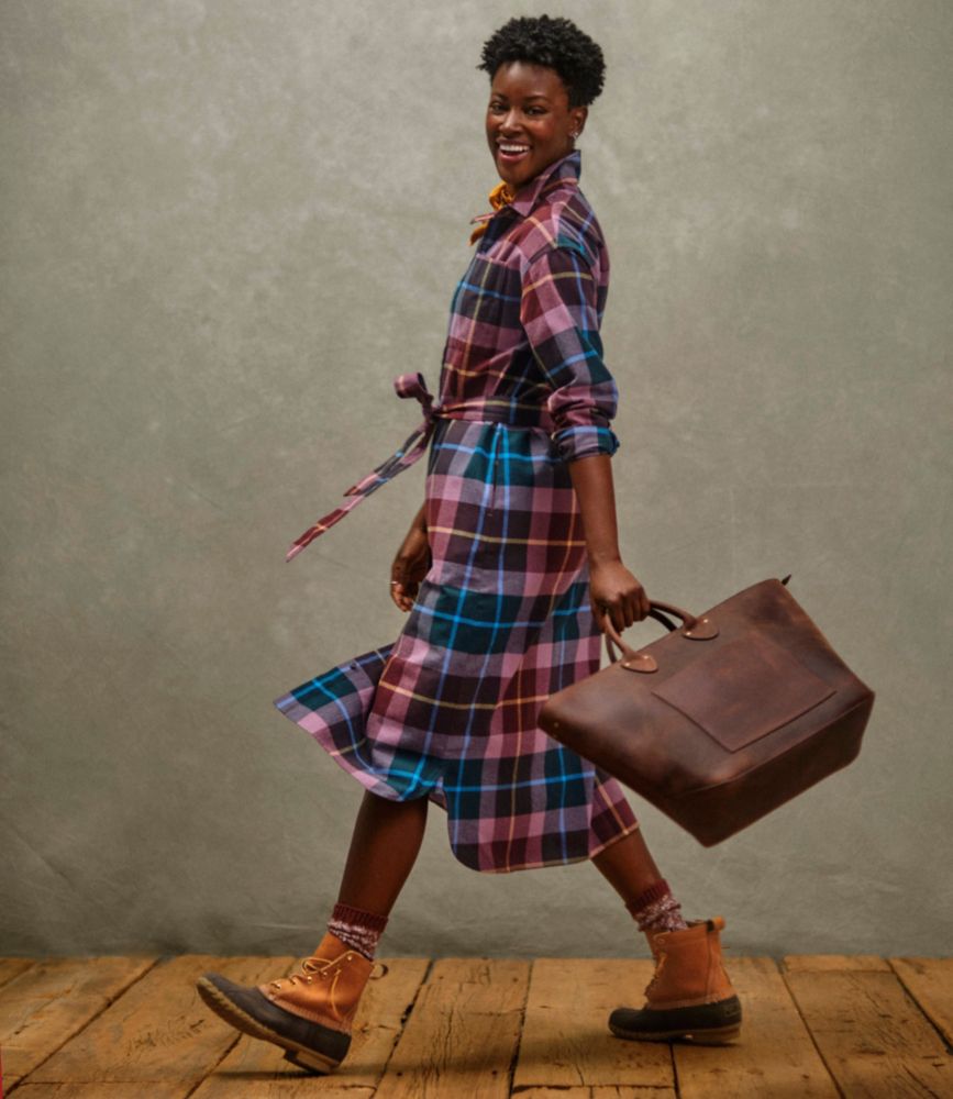 Women's Signature Camp Flannel Midi Dress, Vintage Plum Plaid, small image number 10