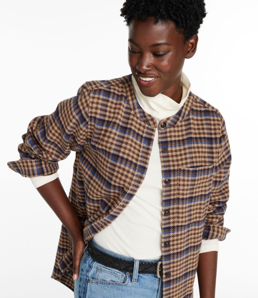 Women's Signature 1933 Collarless Chamois Tunic, Plaid, Birch Brown Houndstooth, small image number 4