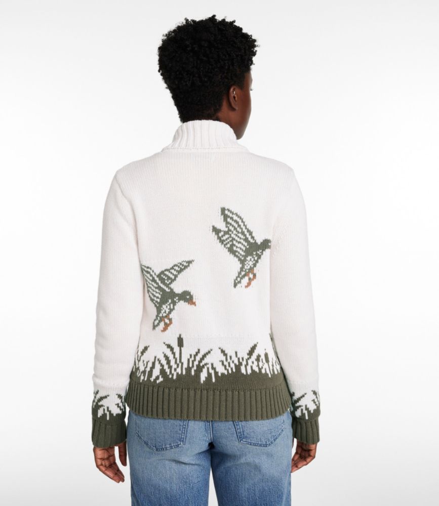 Women's Signature Original Cotton Sweater, Shawl Cardigan Novelty, Oatmeal Duck, small image number 3