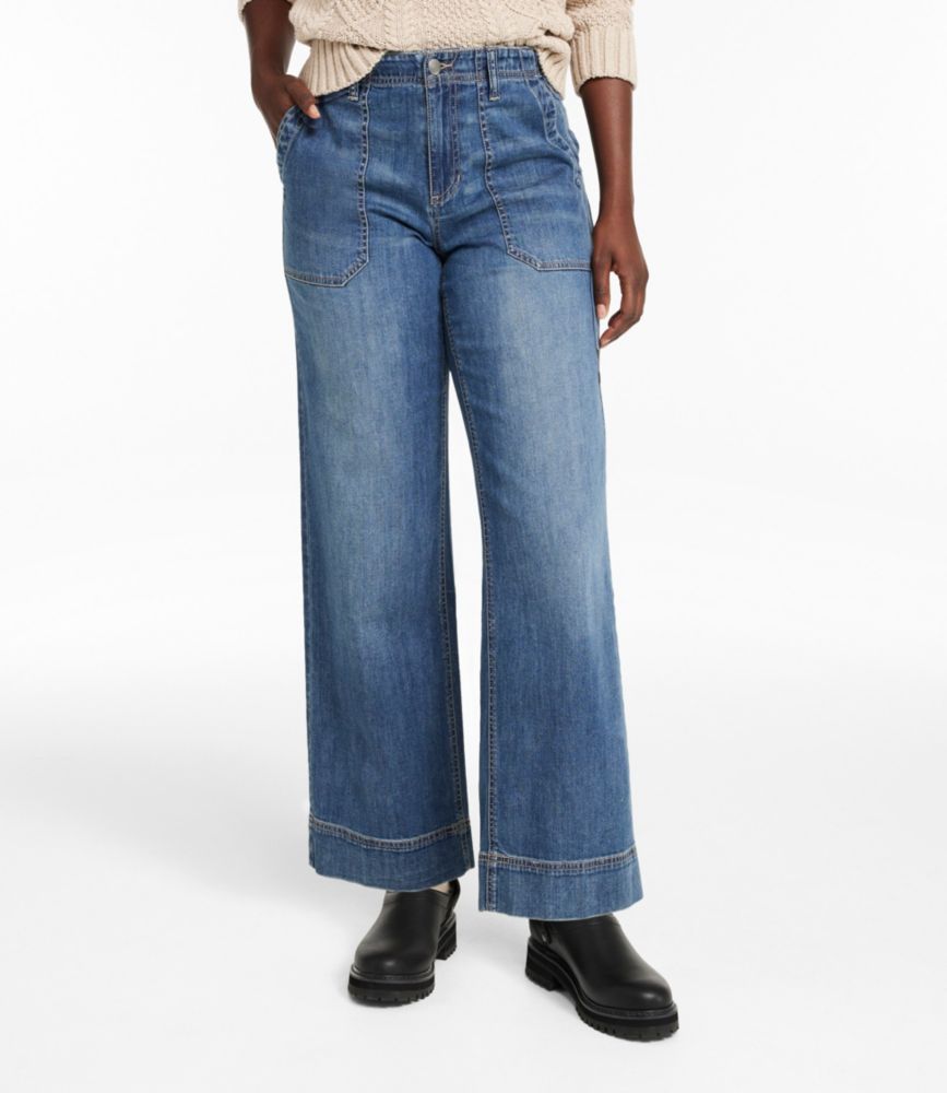 Women's Signature Utility Jeans, Mid-Rise Wide-Leg Ankle