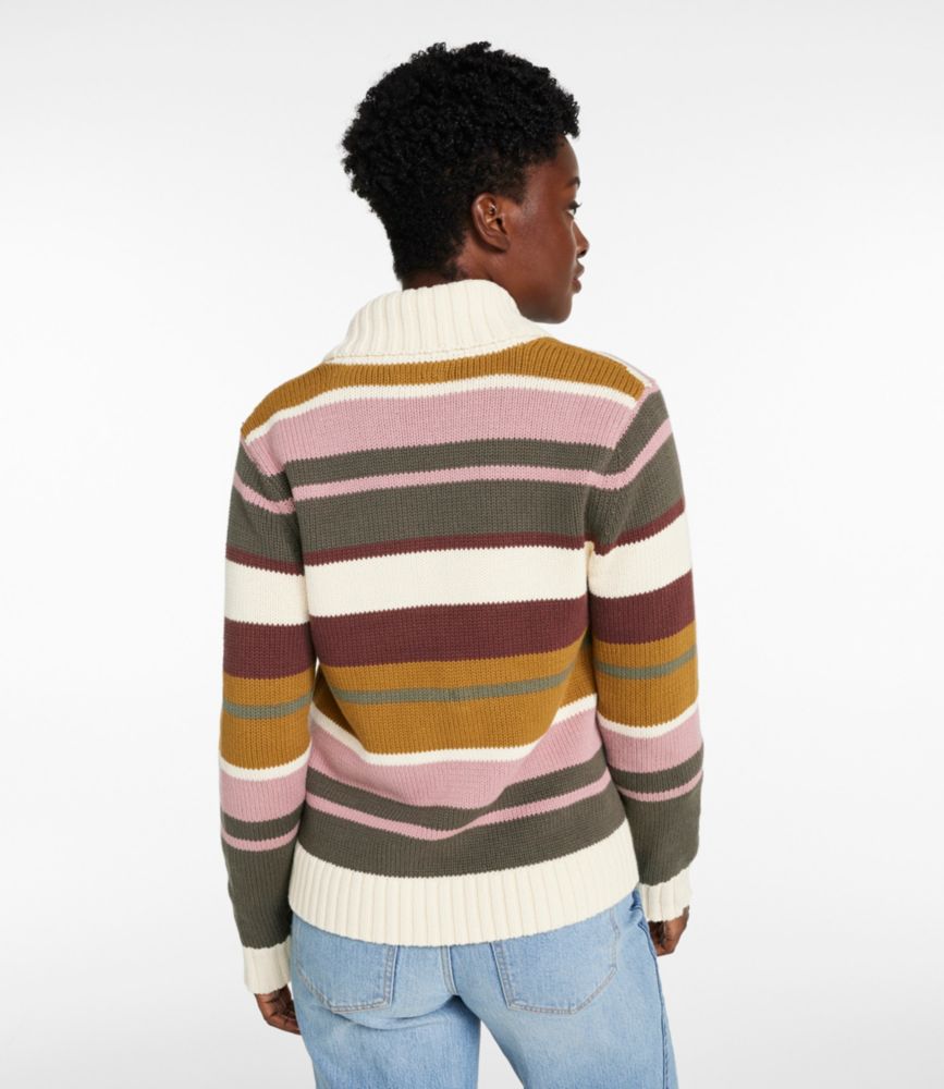 Women's Signature Original Cotton Sweater, Shawl Cardigan Stripe, Dark Loden Multi Stripe, small image number 3