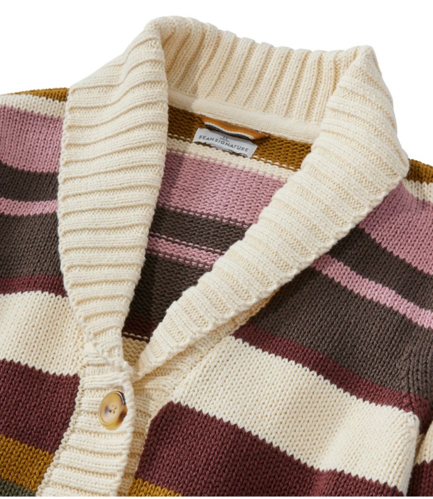 Women's Signature Original Cotton Sweater, Shawl Cardigan Stripe, Dark Loden Multi Stripe, small image number 4