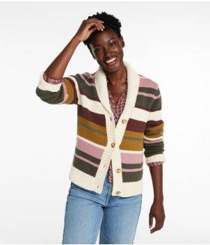 Women's Signature Original Cotton Sweater, Shawl Cardigan Stripe, New