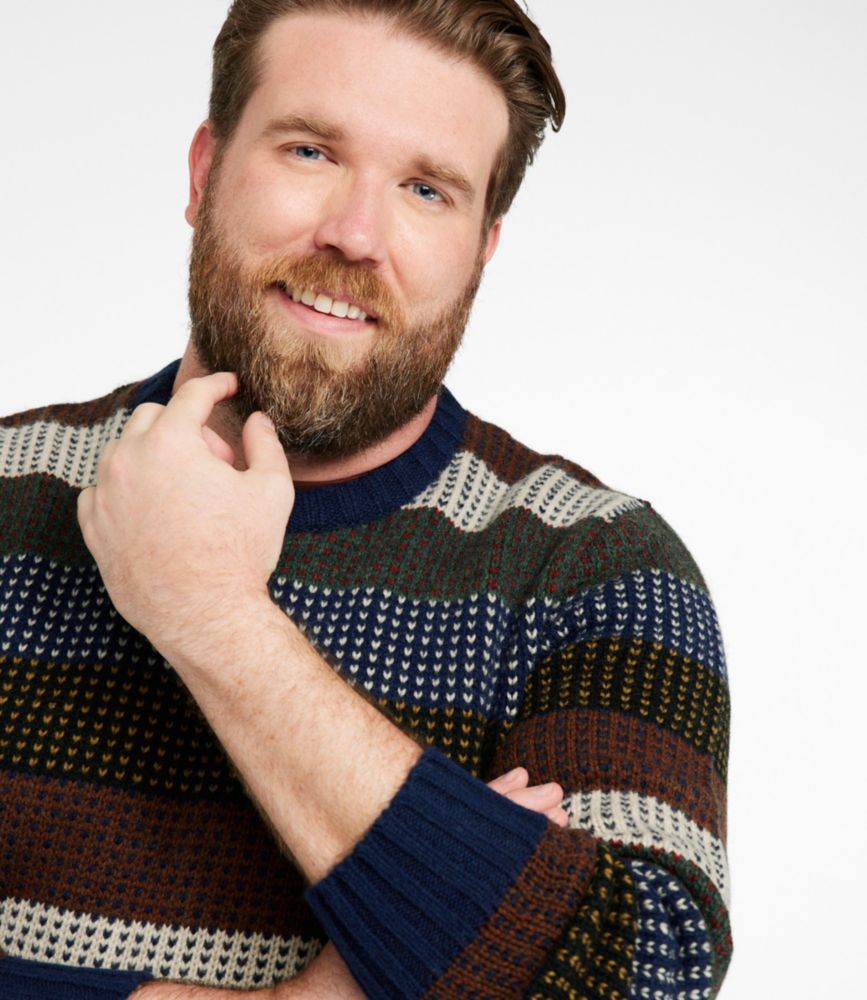 Men's Signature 1980 Matinicus Rock Sweater, Crewneck, Stripe, Navy Birdseye, small image number 4