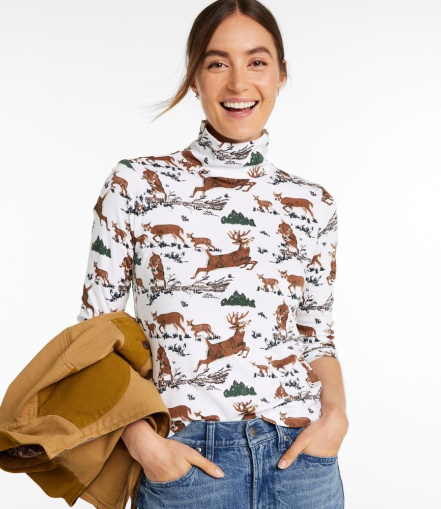 Women's Signature Lightweight Cotton Turtleneck, Novelty