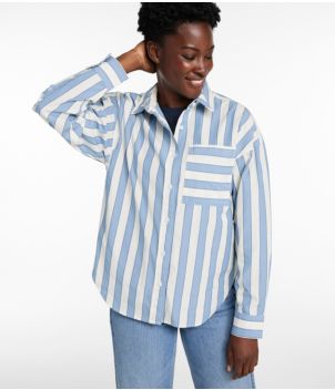 Women's Signature Premium Essential Poplin Shirt, Long-Sleeve Novelty Stripe, New